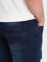 Ombre Clothing Dunkelblaue Herrenshorts aus Denim mit Löchern Ombre Clothing