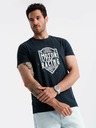 Ombre Clothing Dunkelblaues bedrucktes Herren-T-Shirt Ombre Clothing