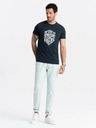 Ombre Clothing Dunkelblaues bedrucktes Herren-T-Shirt Ombre Clothing