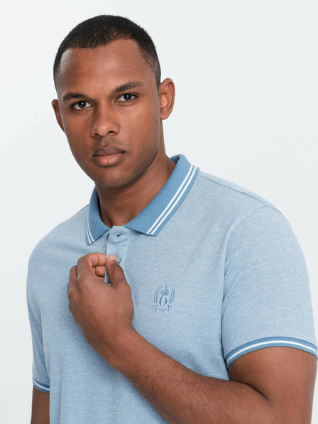 Ombre Clothing Hellblau gestreiftes Herren-Poloshirt Ombre Clothing