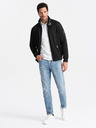 Ombre Clothing Schwarze Herrenjacke mit hohem Kragen und Fleece-Innenseite Ombre Clothing