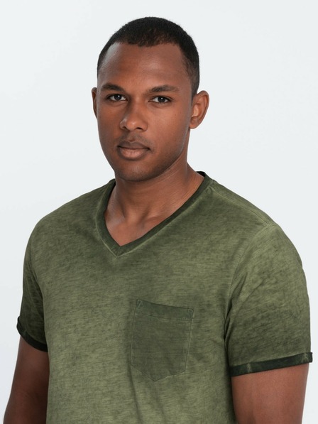 Ombre Clothing Grünes gestreiftes Herrenhemd Ombre Clothing