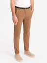 Ombre Clothing Braune Herren-Chinohose mit Ziergürtel Ombre Clothing