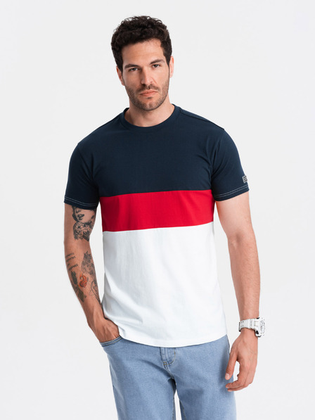 Ombre Clothing Weißes und blaues Herren-T-Shirt Ombre Clothing