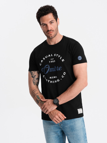 Ombre Clothing Schwarzes bedrucktes Herren-T-Shirt Ombre Clothing