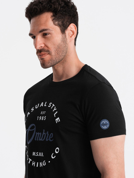Ombre Clothing Schwarzes bedrucktes Herren-T-Shirt Ombre Clothing