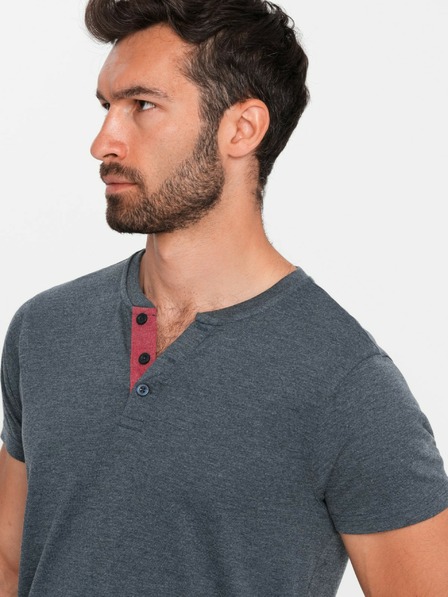 Ombre Clothing Blaues Herren T-Shirt mit Rundhalsausschnitt Ombre Clothing