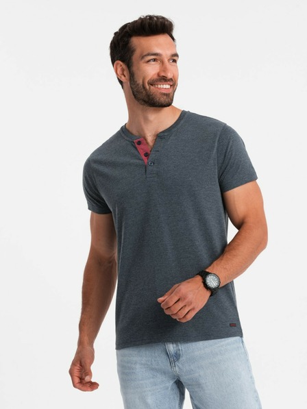 Ombre Clothing Blaues Herren T-Shirt mit Rundhalsausschnitt Ombre Clothing
