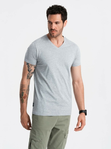 Ombre Clothing Graues Herren Basic T-Shirt mit Rundhalsausschnitt aus Baumwolle Ombre Clothing