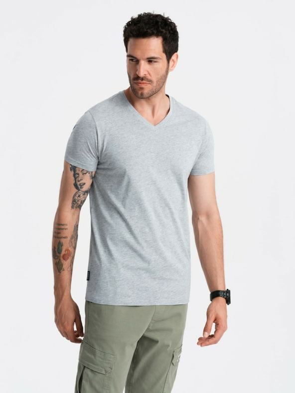 Ombre Clothing Graues Herren Basic T-Shirt mit Rundhalsausschnitt aus Baumwolle Ombre Clothing