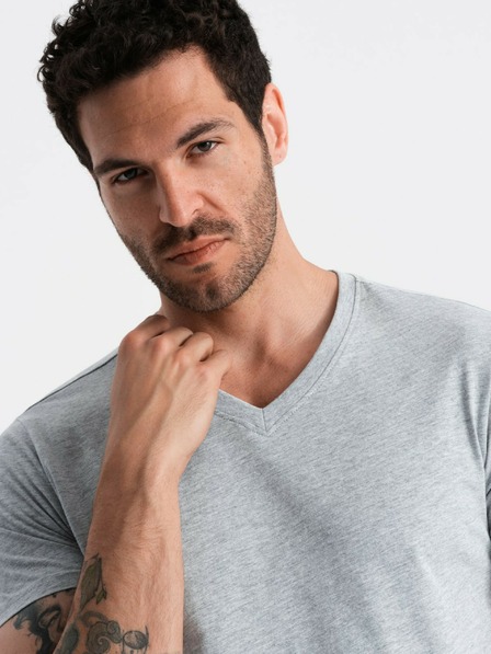 Ombre Clothing Graues Herren Basic T-Shirt mit Rundhalsausschnitt aus Baumwolle Ombre Clothing