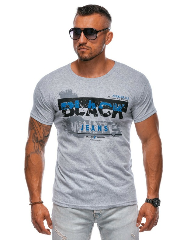 Edoti Herren-T-Shirt mit Aufdruck – grau EDOTI