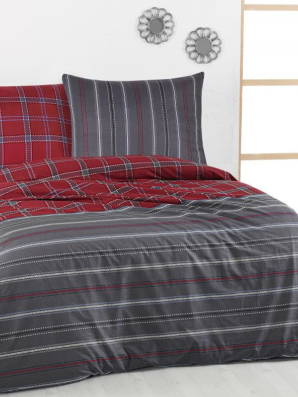 Kvalitex Erweiterte Baumwollbettwäsche DELUX 140x220, 70x90cm CAMPUS grau