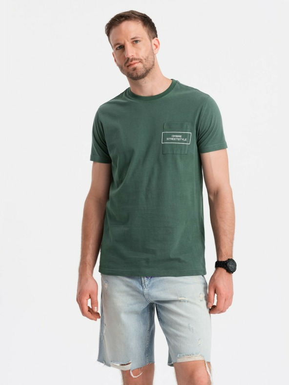 Ombre Clothing Herren T-Shirt aus Baumwolle mit Ombre-Taschenaufdruck Ombre Streetstyle Ombre Kleidung