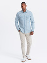 Ombre Clothing Herren Denim Button-Down Hemd mit Taschen hellblau Ombre Clothing