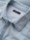 Ombre Clothing Herren Denim Button-Down Hemd mit Taschen hellblau Ombre Clothing