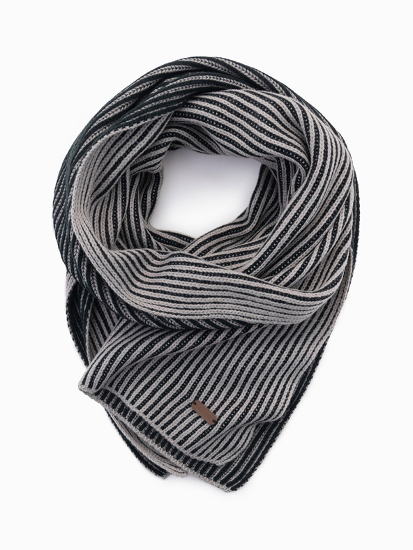 Ombre Clothing Herren-Strickschal mit zweifarbigen Streifen grau und schwarz Ombre Clothing