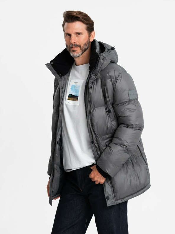 Ombre Clothing Lange Herrenjacke mit Taschen Ombre Clothing