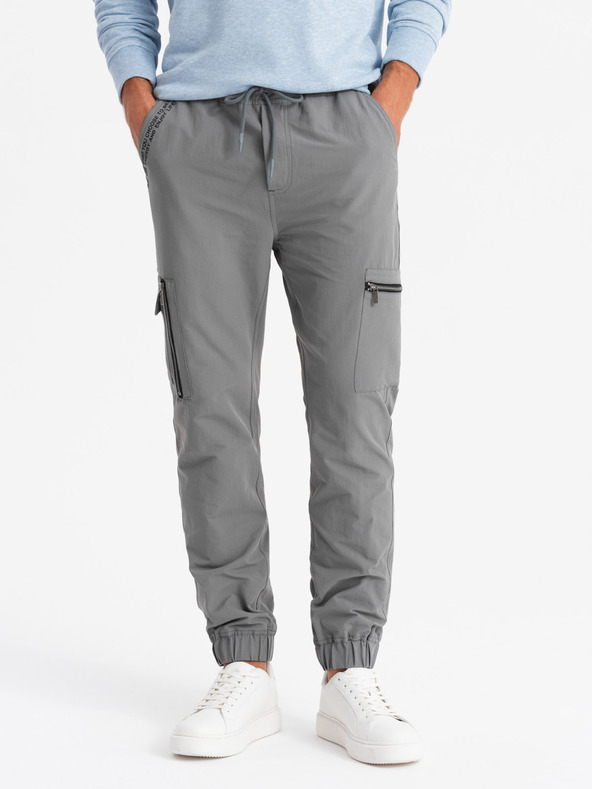 Ombre Clothing Herren-Jogginghose mit Taschen und Aufdruck grau Ombre Kleidung