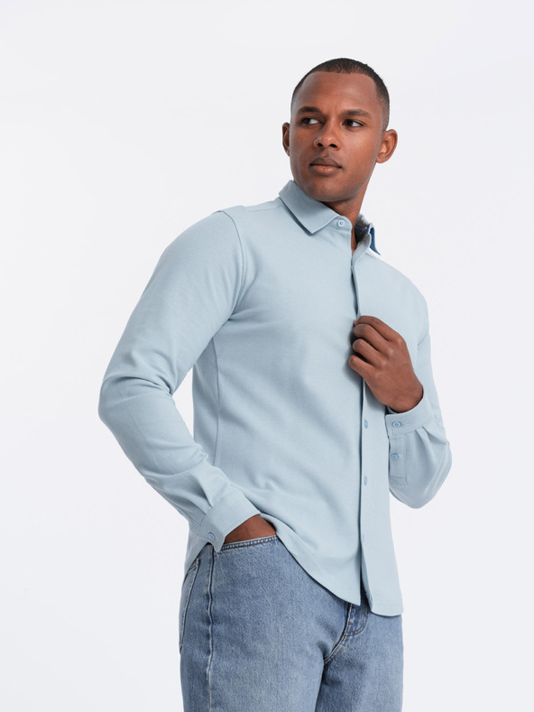 Ombre Clothing Herren Strickhemd mit schmalen Ärmeln Ombre Kleidung