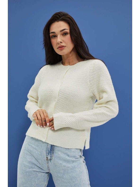 Moodo Weiße Damen-Strickjacke Moodo