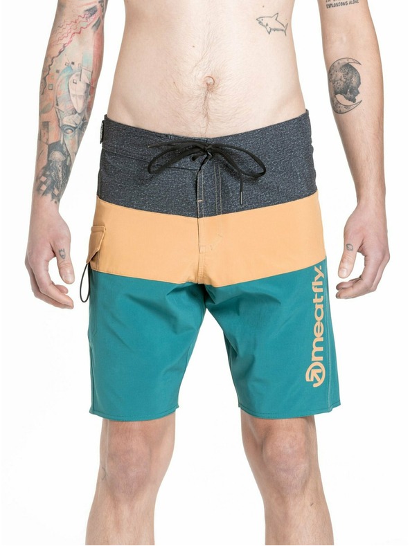 Meatfly Meatfly Herren-Badeshorts Mitch Boardshorts 21" Schlangegrün / Camel | Grün | Größe
