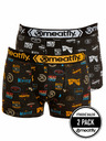 Meatfly Meatfly Herren-Boxershorts Balboa Boxershorts Double Pack Badges | Schwarz | Größe