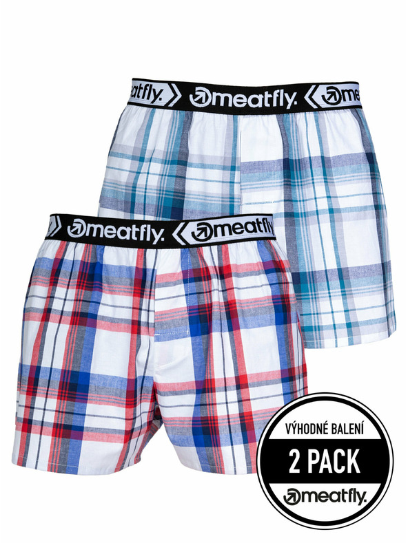 Meatfly Meatfly Herren-Boxershorts Gigi White Red / Blue | Weiß | Größe