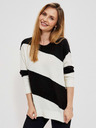 Moodo Damen Pullover weiß-schwarz Moodo