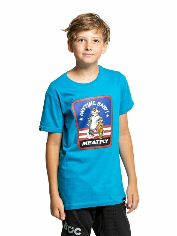 Meatfly Meatfly Kinder T-Shirt Tomcat Ocean Blue | Blau | Größe 146 | 100% Baumwolle