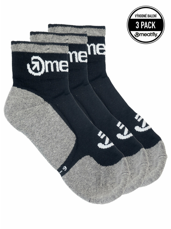 Meatfly Meatfly Socken Middle Triple Pack Grau | Schwarz | Größe