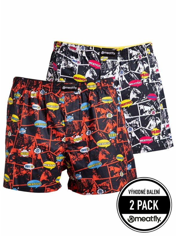 Meatfly Meatfly Herren Boxershorts Agostino Rot/Schwarz Comics | Rot | Größe