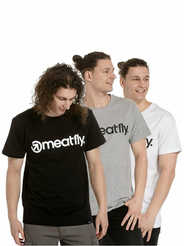 Meatfly Meatfly Herren T-Shirt Set MF Logo Multipack Schwarz/Grau Meliert/Weiß | Schwarz | Größe