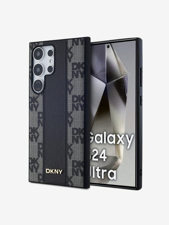 DKNY DKNY PU Leder Karomuster Magsafe Rückseite Hülle für Samsung Galaxy S24 Ultra Schwarz