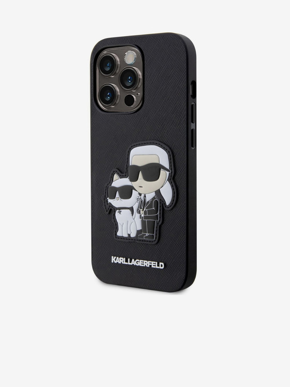 Karl Lagerfeld PU Saffiano Karl and Choupette NFT Rückseite Hülle für iPhone 14 Pro Max Schwarz Karl Lagerfeld
