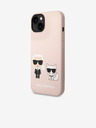 Karl Lagerfeld Karl Lagerfeld and Choupette Liquid Silicone Rückseite Hülle für iPhone 14 Plus Pink