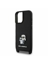 Karl Lagerfeld Karl Lagerfeld Saffiano Crossbody Riemen Metal Karl and Choupette Rückseite Hülle für iPhone 16 Black