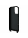 Karl Lagerfeld Karl Lagerfeld Saffiano Crossbody Riemen Metal Karl and Choupette Rückseite Hülle für iPhone 16 Black