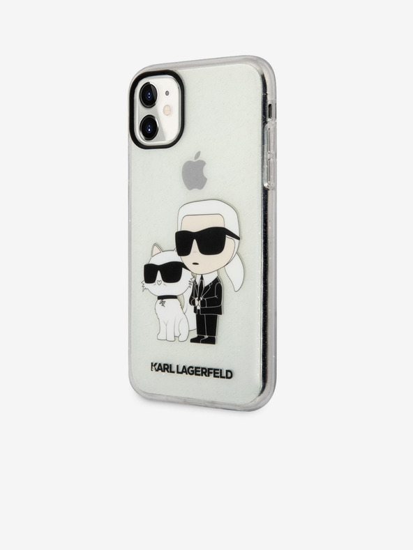 Karl Lagerfeld IML Glitter Karl and Choupette NFT Rückseite Hülle für iPhone 11 Transparent Karl Lagerfeld