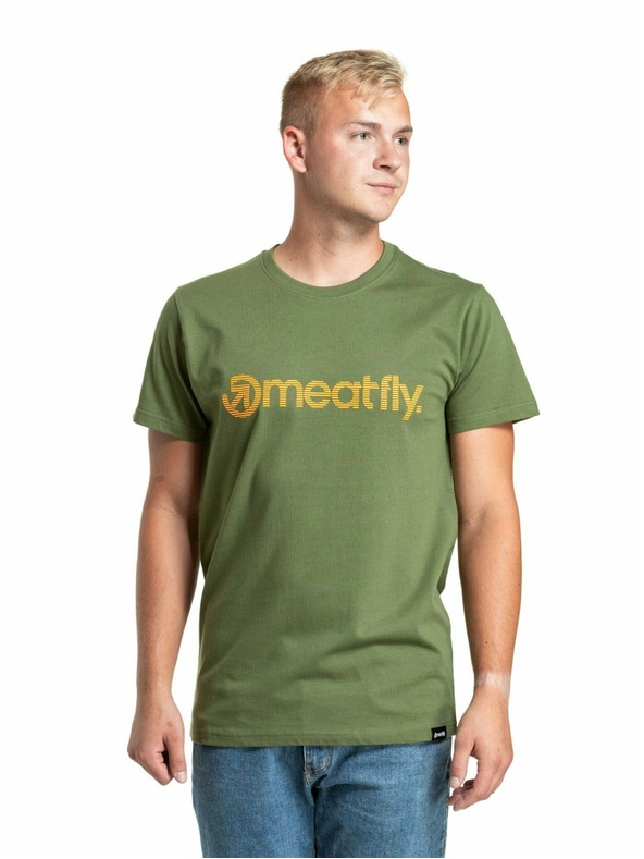 Meatfly Meatfly Herren-T-Shirt Striped Logo Olive | Grün | Größe S | 100% Baumwolle