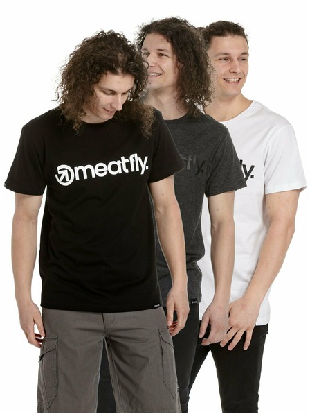 Meatfly Meatfly Herren T-Shirt Set MF Logo Multipack Black/Charcoal Heather/White | Schwarz | Größe