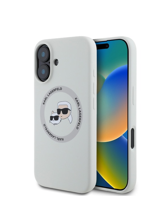 Karl Lagerfeld Karl Lagerfeld Flüssigsilikon K&CH Heads MagSafe Rückseite Hülle für iPhone 16 Beige