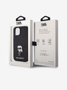 Karl Lagerfeld Karl Lagerfeld Fester Glitzer Metall Ikonik Rückseite Hülle für iPhone 15 Black