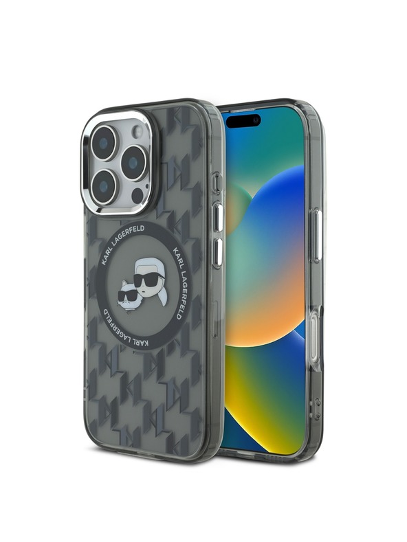 Karl Lagerfeld Karl Lagerfeld IML Monogramm K&CH Köpfe MagSafe Rückseite Hülle für iPhone 16 Pro Max Black