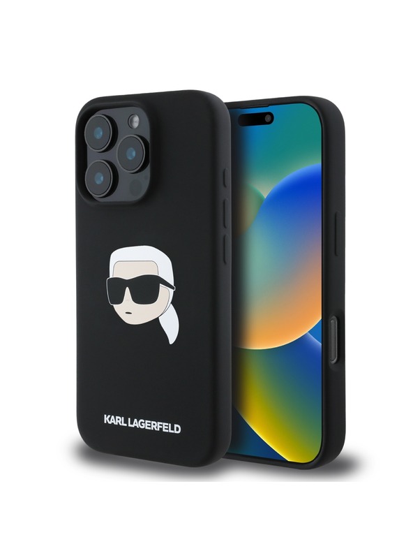 Karl Lagerfeld Karl Lagerfeld Flüssigsilikon Karl Kopf MagSafe Rückseite Hülle für iPhone 16 Pro Max Black