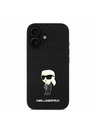 Karl Lagerfeld Karl Lagerfeld Fester Glitzer Metall Ikonik Rückseite Hülle für iPhone 16 Schwarz
