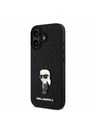 Karl Lagerfeld Karl Lagerfeld Fester Glitzer Metall Ikonik Rückseite Hülle für iPhone 16 Schwarz