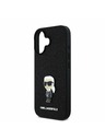 Karl Lagerfeld Karl Lagerfeld Fester Glitzer Metall Ikonik Rückseite Hülle für iPhone 16 Schwarz