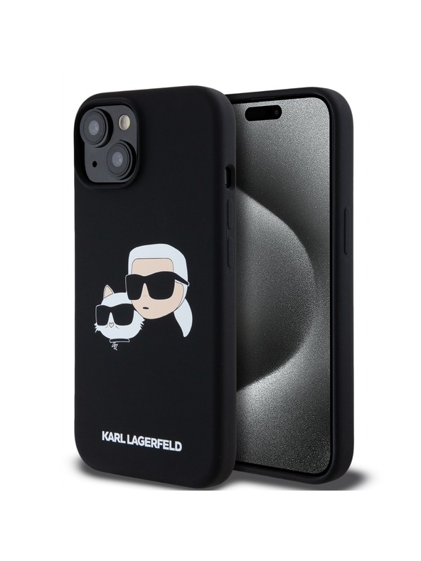 Karl Lagerfeld Liquid Silicone Double Heads Magsafe Rückseite Hülle für iPhone 15 Schwarz Karl Lagerfeld