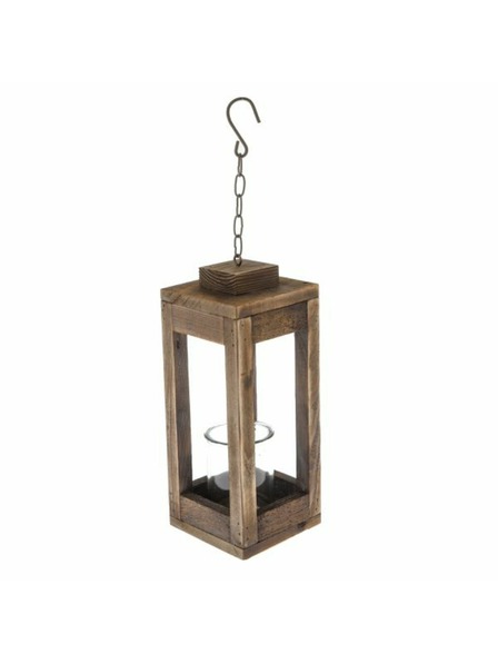 Casa de Engel Holz-Kerzenhalter mit Glas, natur, 0/12